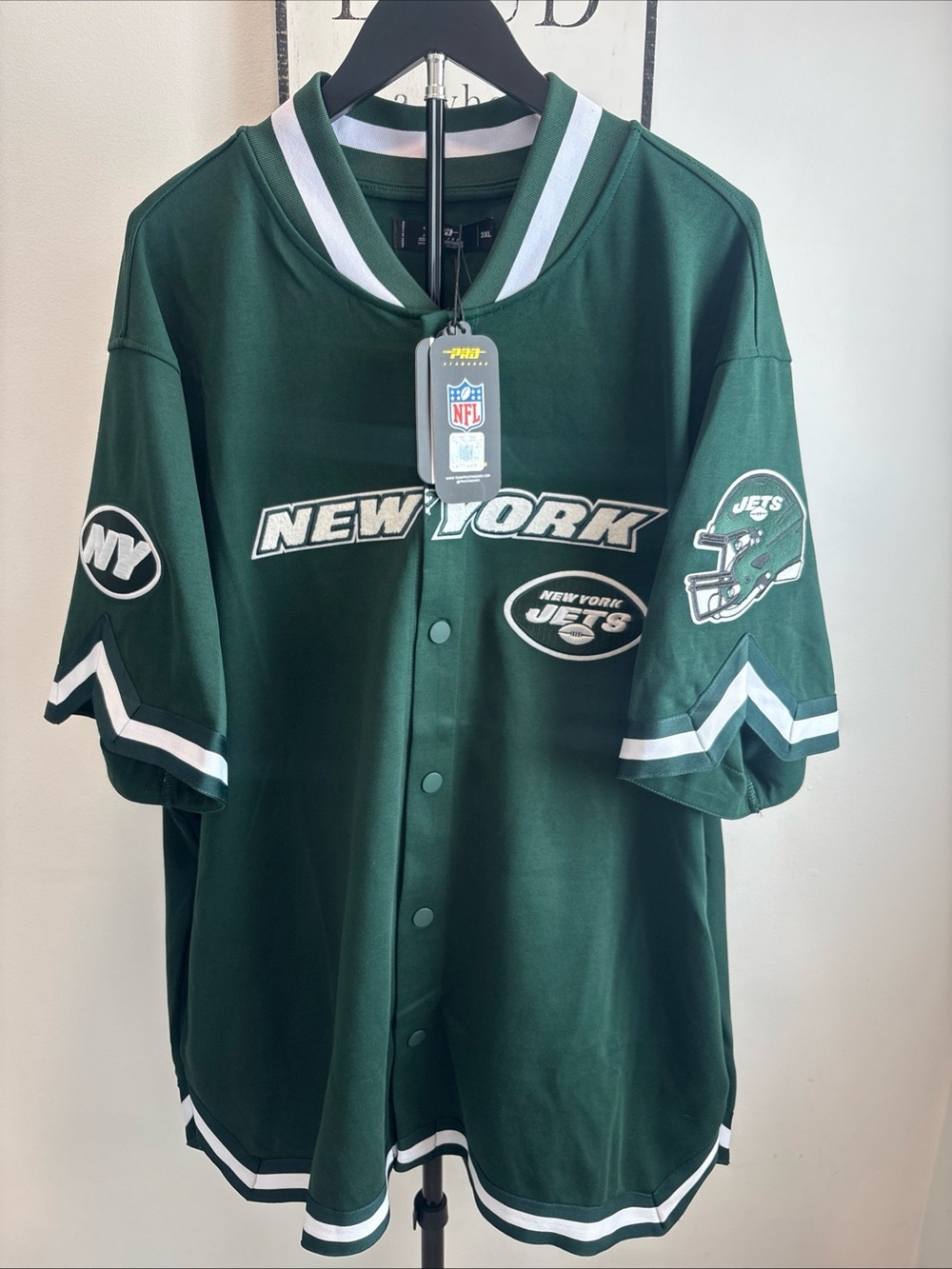 New York Jets Pro Standard Green Button Down Jersey Shirt NWT Men’s 3XL